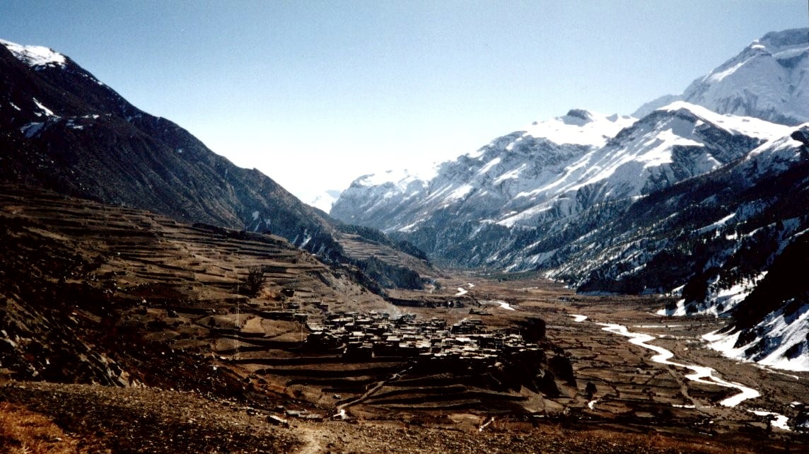 Manang Village in Manang Valley beneath Annapurna Himal