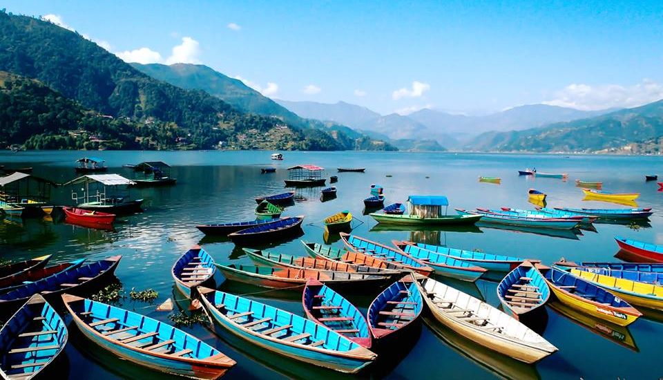 Boats at Phewa Tal in Pokhara