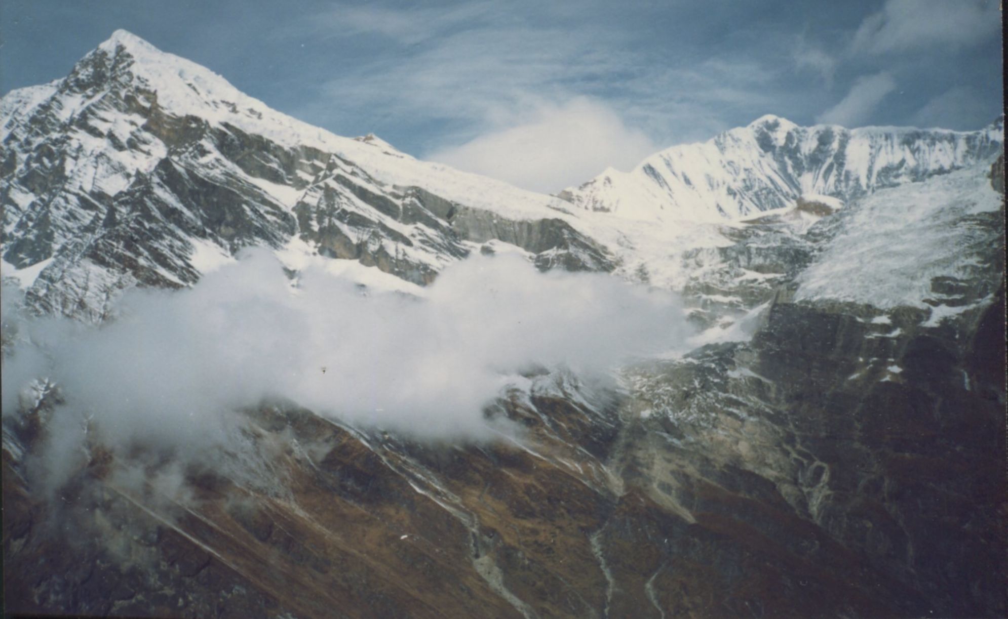 Manapathi Peak ( 6380m ) and Dhaulagiri V ( 7616m ) from above Italian Base Camp