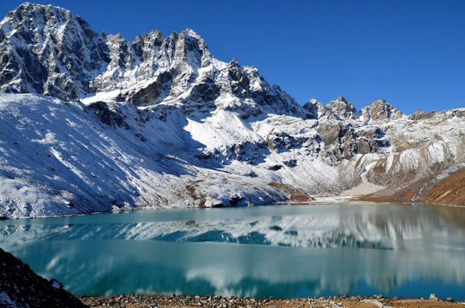 Pharilapche Peak above Gokyo Lake from Gokyo Village