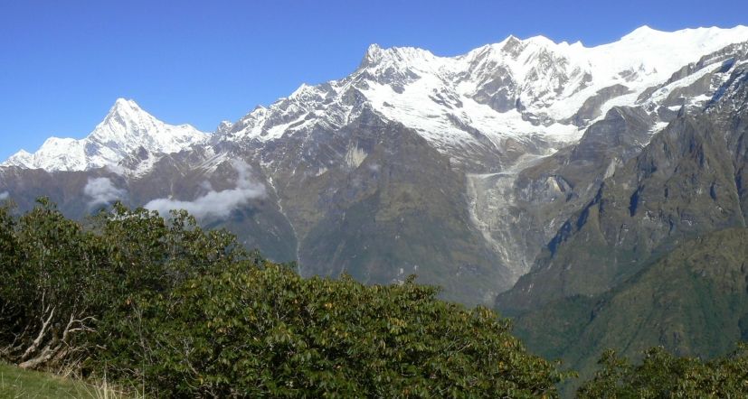 Macchapucchre ( Fishtail Mountain ) and Annapurna Himal from Rambrong Danda