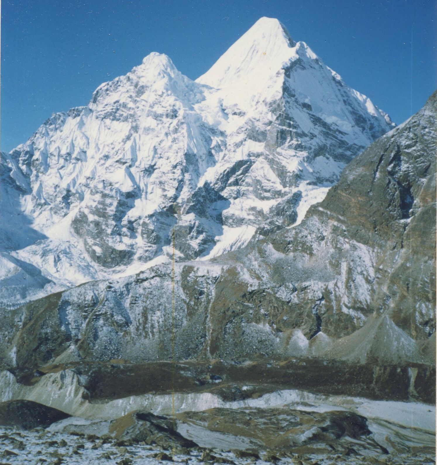 Peak 6 ( Mount Tutse ) from above Shershon in the Barun Valley in the Makalu Region of the Nepal Himalaya