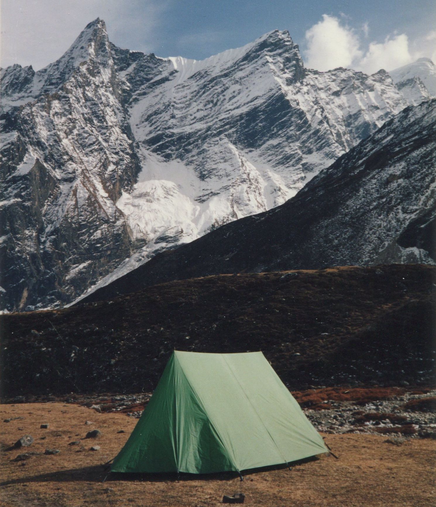 Peaks above Camp ( Darmasala ) before Larkya La