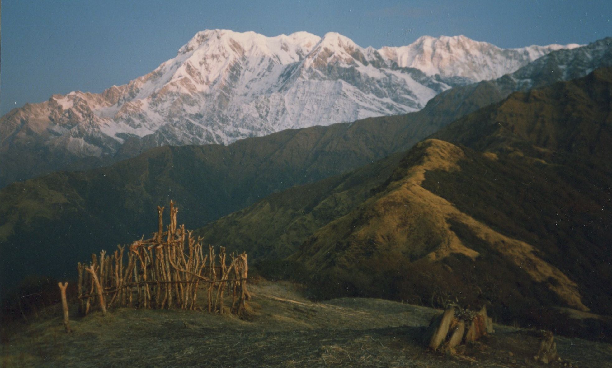 Annapurna South and Annapurna I from camp at Khorchon