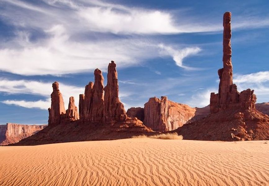 Sandstone Pinnacles and "Totem Pole" in Monument Valley