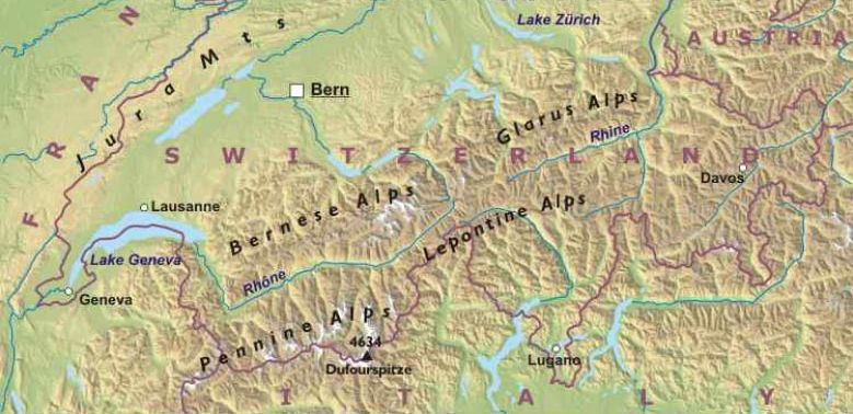 Map of the Swiss Alps