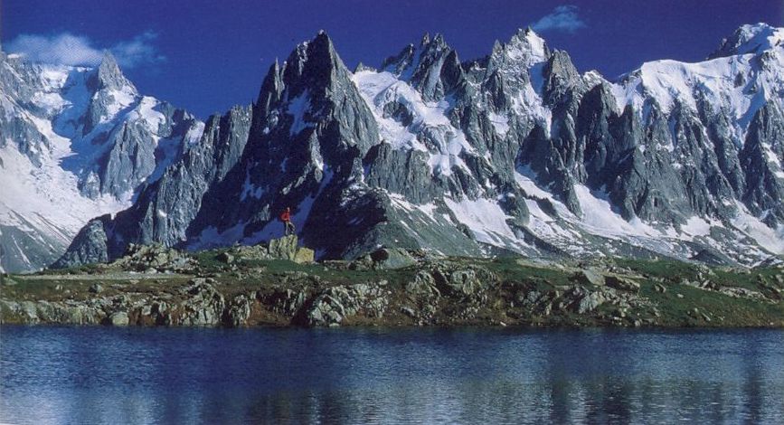 Chamonix Aiguilles from Cheserys Lake