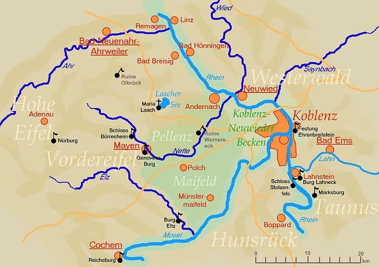 Map of Koblenz Region in Germany