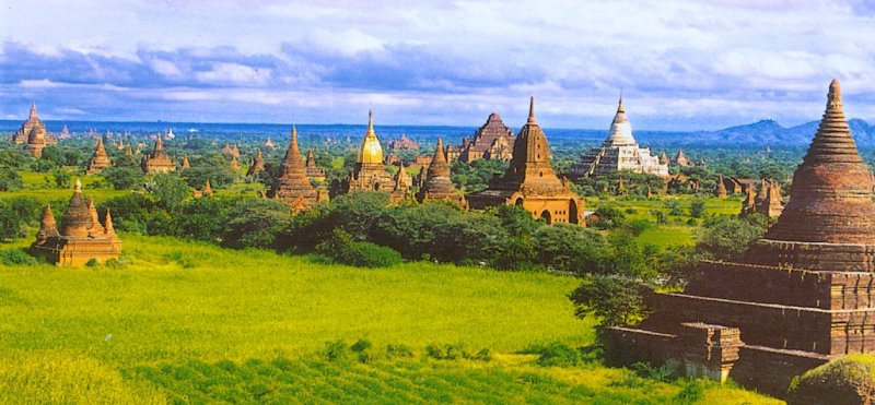 View over the temples of Bagan in central Myanmar / Burma