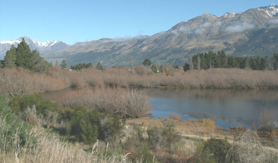 Southern Alps from Glenorchy at head of Lake Wakatipu in South Island of New Zealand