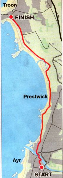 Map of Ayr to Troon