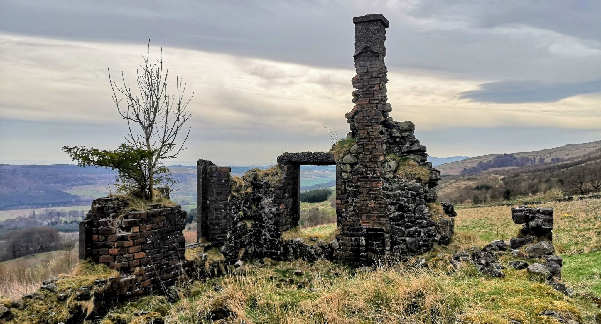 Ruined cottage at Allanhead above Campsie Glen in the Campsie Fells