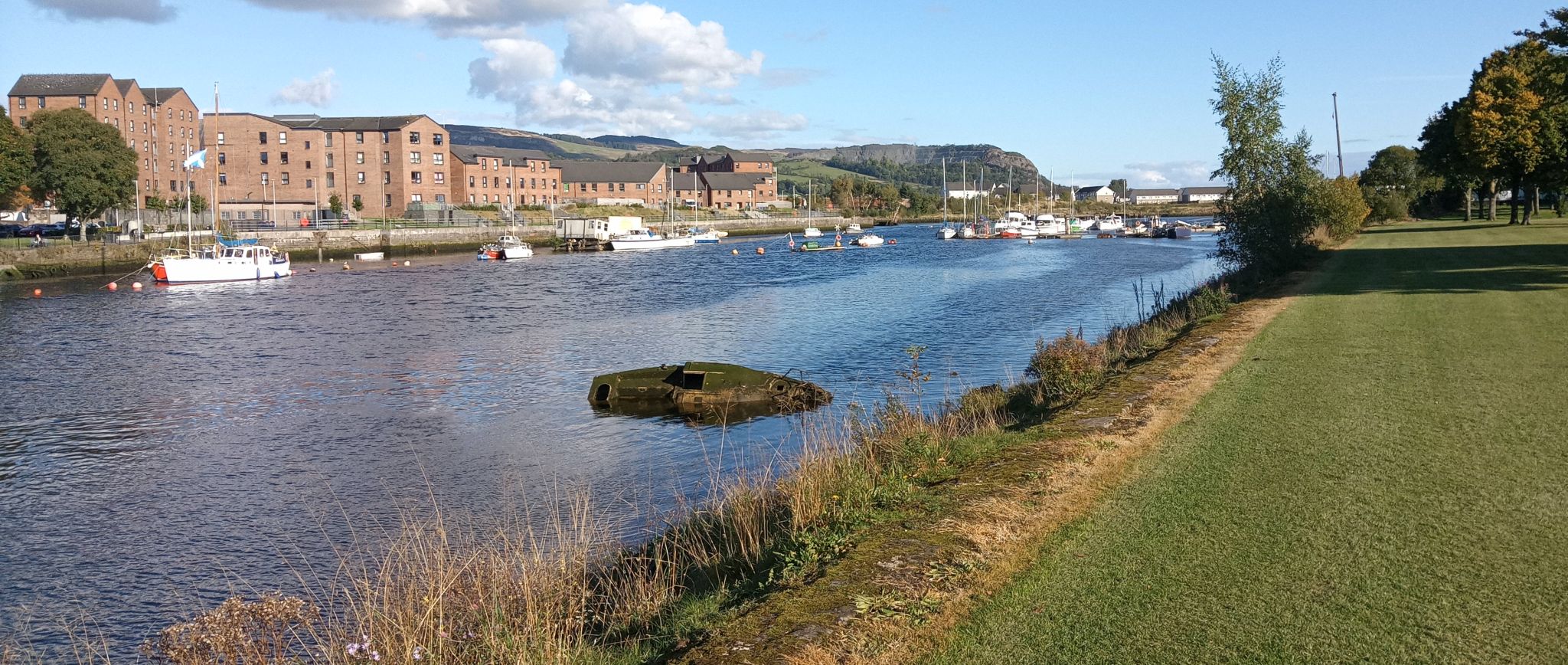 Dumbarton across the River Leven from Levengrove Park