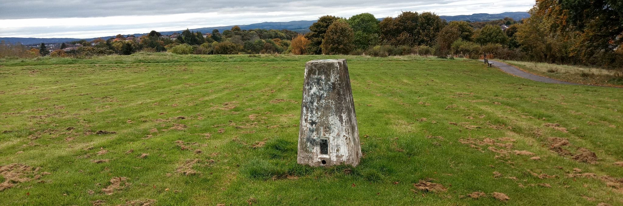 Trig point in Goldenhill Park at Duntocher