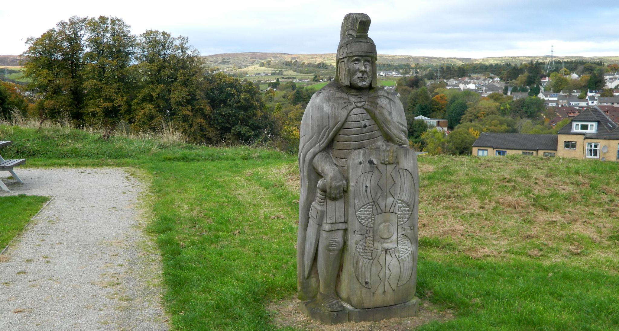 Statue of Roman soldier at Duntocher Fort