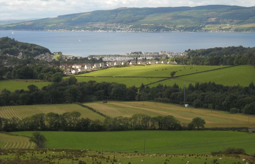 Inverkip Marina on the Firth of Clyde from the Greenock Cut