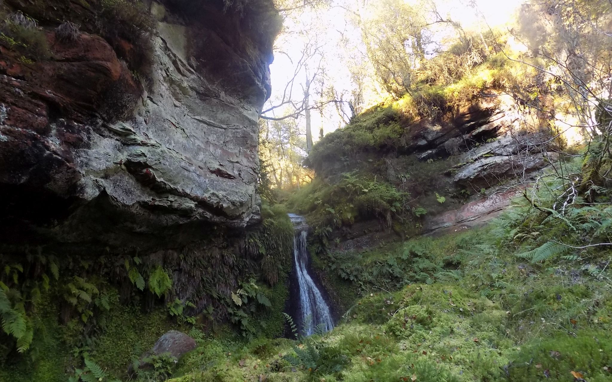 Waterfall on tributary of Boquhan Burn beside Dugald's 'Tower'