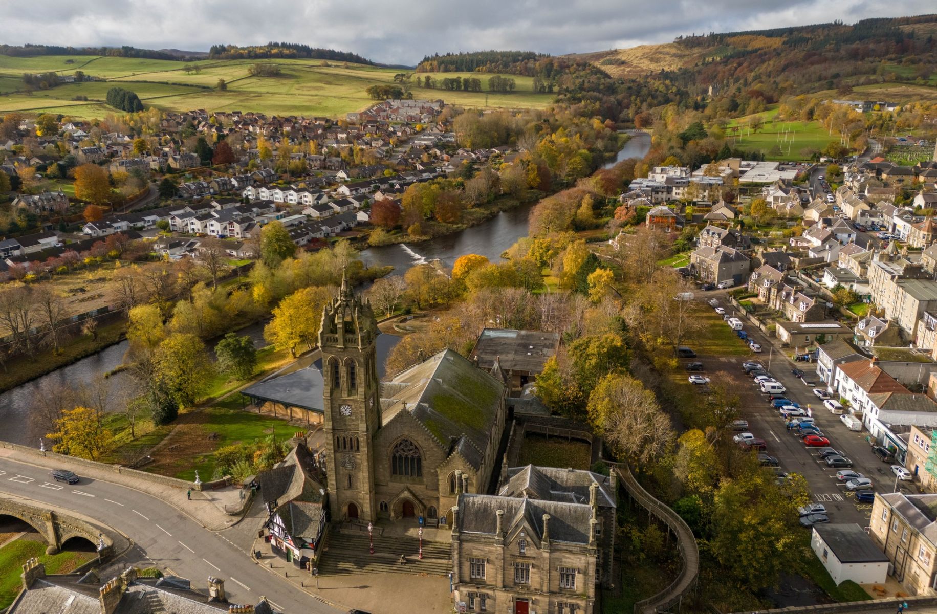 Aerial view of Peebles