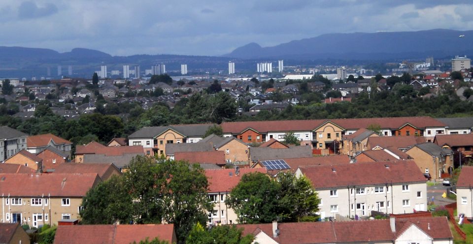 Campsie Fells above Glasgow from Crookson Castle