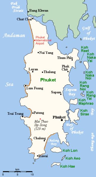 Beaches Map of Phuket Island