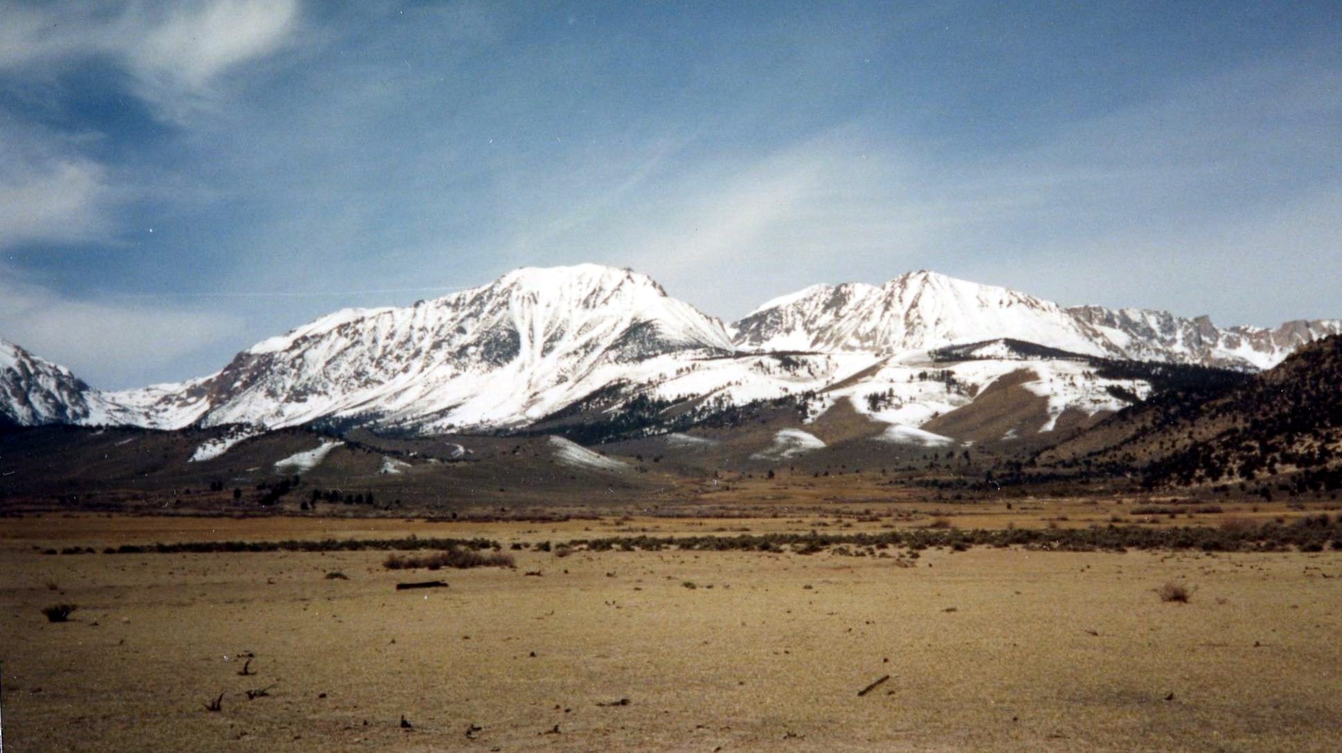 Mount Langley and Lone Pine Peak in the Sierra Nevada on approach to Mount Whitney from Owens Valley